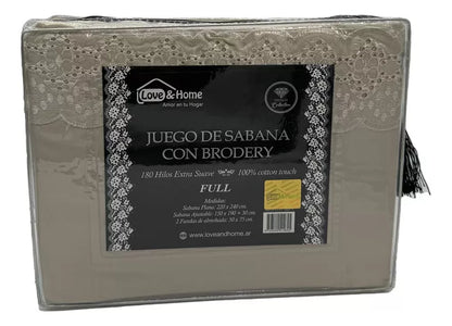 Juego Sabanas Con Broderie 2½ Plazas Premium Love And Home